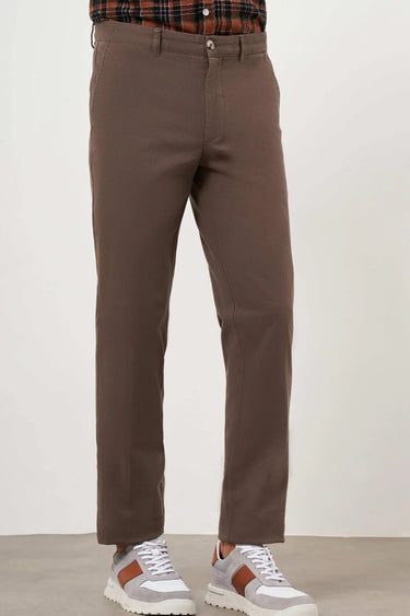 Morven Men's Brown Cotton Side Pocket Dynamic Fit Chino Trousers