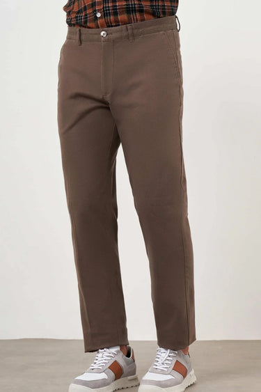 Morven Men's Brown Cotton Side Pocket Dynamic Fit Chino Trousers