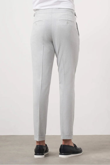 Morven Men's Gray Polyviscon Trend Pleated Slim Fit Sports Trousers