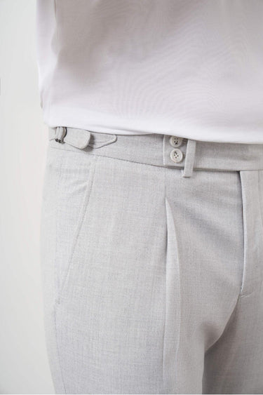 Morven Men's Gray Polyviscon Trend Pleated Slim Fit Sports Trousers