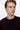 Man wearing a black crew neck knit sweater, relaxed fit, close-up studio shot