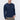 Man wearing a navy blue crew neck sweater and beige pants, casual fashion style