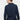 Back view of man wearing navy long sleeve polo shirt and beige trousers