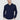 Man wearing a navy blue long sleeve polo shirt with beige trousers, front view