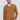 Man wearing camel V-neck long sleeve sweater over white shirt, relaxed fit, neutral background