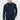 Man wearing a navy blue crew neck sweater and brown trousers on white background