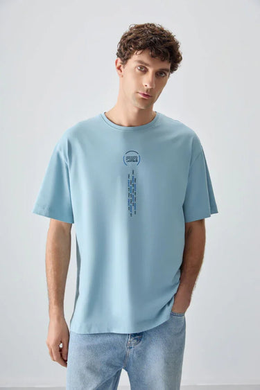 TOMMYLIFE Men's Printed Oversized Cotton T-Shirt with Soft Texture