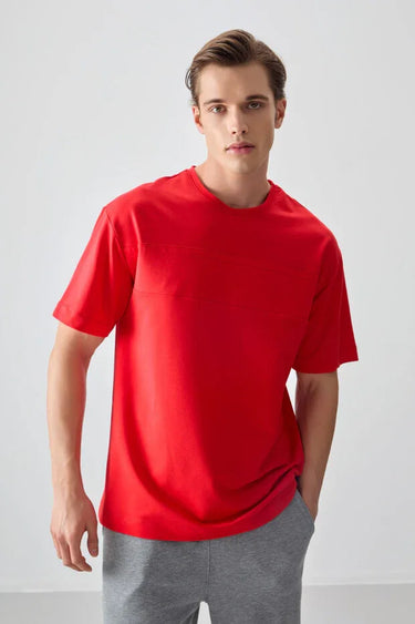 Light Blue Cotton Thick Soft Textured Oversize Fit Basic Men's T-Shirt