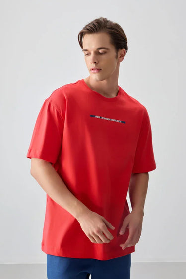 TOMMYLIFE Men's Printed Oversize Fit Soft Textured Cotton T-Shirt