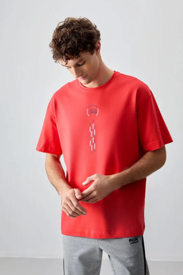 TOMMYLIFE Men's Printed Oversized Cotton T-Shirt with Soft Texture