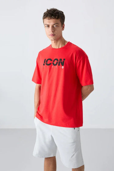 TOMMYLIFE Men's Oversize Fit Printed Soft-Touch Cotton T-Shirt