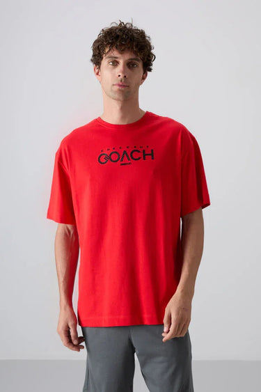 TOMMYLIFE Men's Oversize Fit Printed Soft Textured Cotton T-Shirt