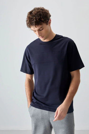 Light Blue Cotton Thick Soft Textured Oversize Fit Basic Men's T-Shirt