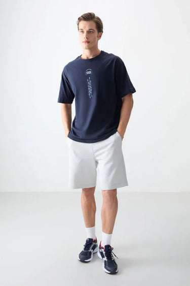 TOMMYLIFE Men's Printed Oversized Cotton T-Shirt with Soft Texture