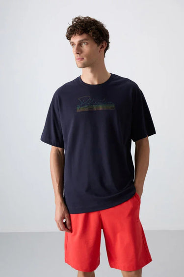 TOMMYLIFE Men's Oversize Fit Artistic Print Soft Cotton T-Shirt