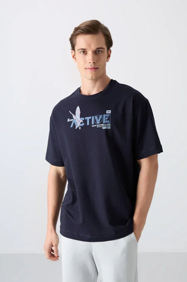 TOMMYLIFE Men's Oversize Graphic Print Soft-Feel Cotton T-Shirt