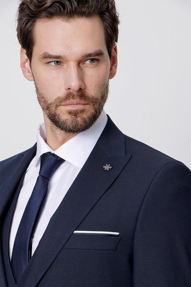 Men's Slim Fit Jacquard Suit with Vest