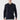 Men's navy long sleeve polo shirt, relaxed fit, modeled with light grey trousers