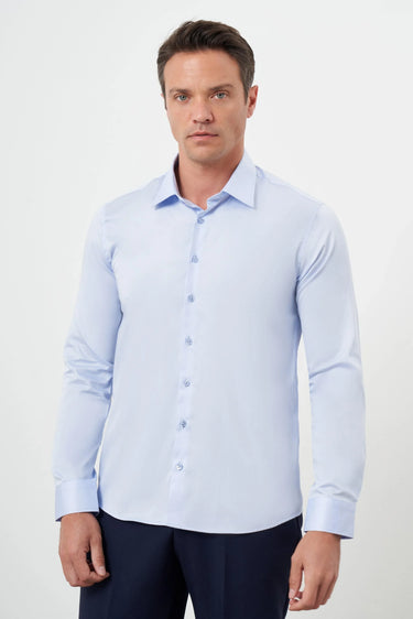 Morven Men's Cotton Solid Stiff Collar Slim Fit Shirt