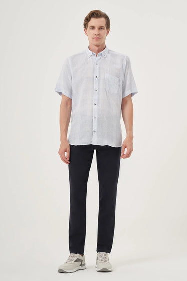 Morven Men’s Linen Button-Down Short-Sleeve Shirt