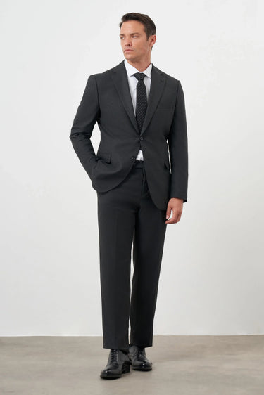 Morven Men's Smoke Grey Dynamic Fit Mono Collar Suit