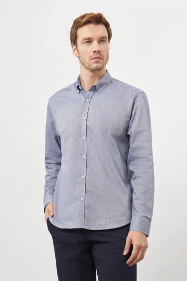 Morven Men's Grey Cotton Trendy Button-Down Collar Dynamic Fit Shirt