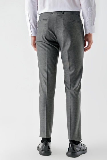 Morven Men's Gray Polyviscon Trend Patterned Slim Fit Classic Trousers
