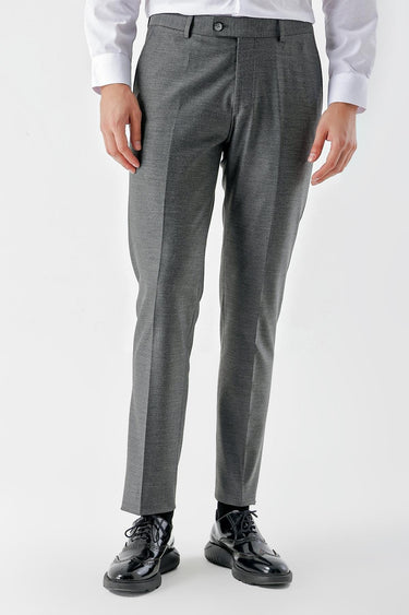 Morven Men's Gray Polyviscon Trend Patterned Slim Fit Classic Trousers