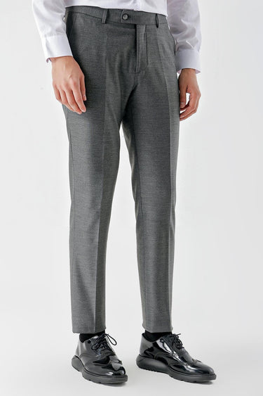 Morven Men's Gray Polyviscon Trend Patterned Slim Fit Classic Trousers