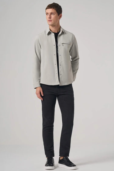Morven Men's Gray Polyester Berber Collar Shirt Jacket