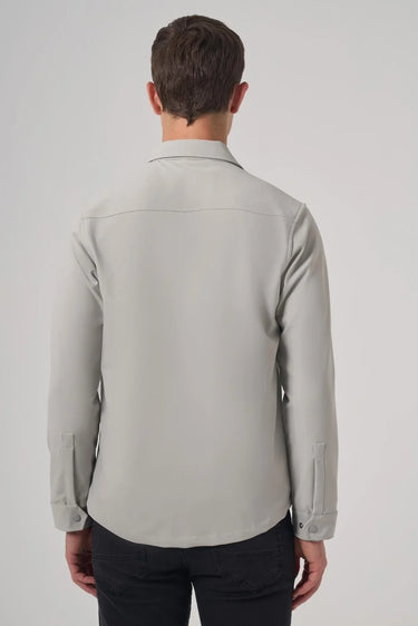 Morven Men's Gray Polyester Berber Collar Shirt Jacket