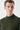Man wearing an olive green basic half turtleneck sweater, close-up, white background