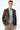 Man wearing khaki slim fit blazer, light blue shirt, and beige trousers, front view.