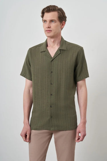 Morven Men’s Indigo Linen Short-Sleeve Shirt