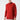 Man wearing a red basic half turtleneck sweater and light grey pants on white background