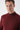 Man wearing dark burgundy basic turtleneck sweater on white background