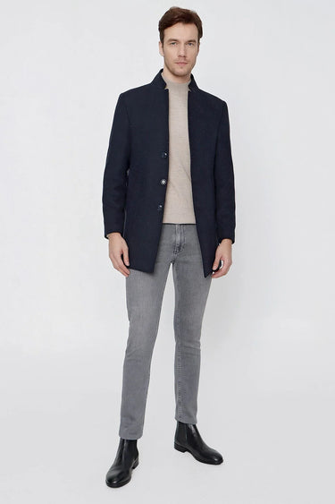 Morven Men's Navy Herringbone Coat
