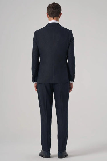 Morven Men's Navy Striped Slim Fit Suit with Vest