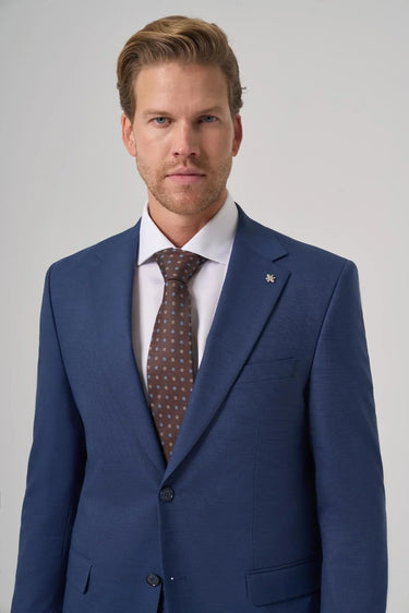 Morven Men's Navy Wool Dynamic Fit Mono Collar Suit
