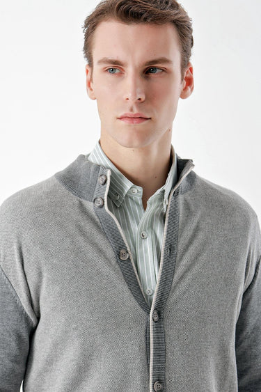 Morven Men's Medium Trendy Eyelet Buttoned Knitwear Cardigan
