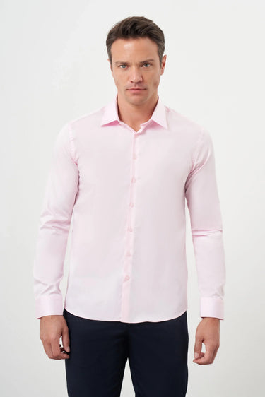 Morven Men's Cotton Solid Stiff Collar Slim Fit Shirt