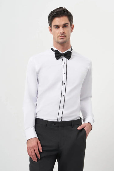 Morven Men's Trimmed Slim Fit Stand Collar Shirt