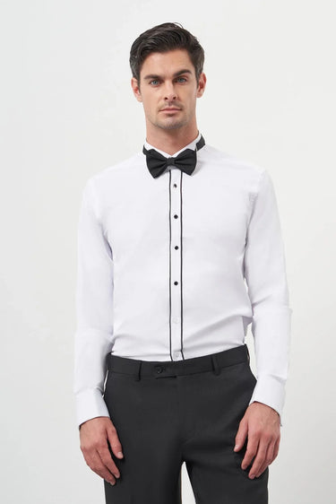 Morven Men's Trimmed Slim Fit Stand Collar Shirt