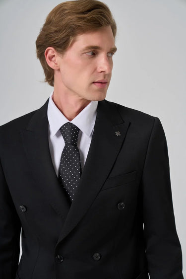 Morven Men’s Black Trend Double-Breasted Suit