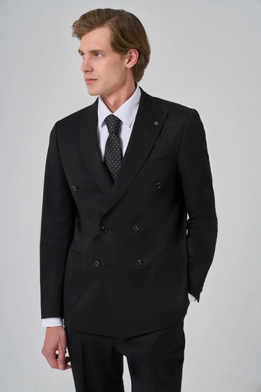 Morven Men’s Black Trend Double-Breasted Suit