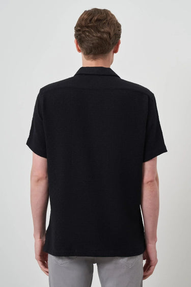Men’s Linen Regular Fit Short Sleeve Apron-Collar Shirt