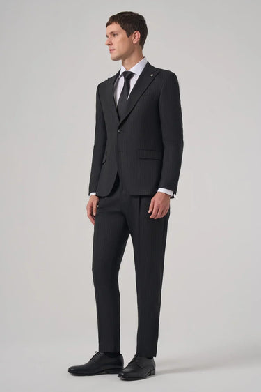 Morven Men's Black Striped Slim Fit Suit