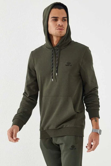 TOMMYLIFE Men's Standard Fit Hooded With Classic Kangaroo Pocket