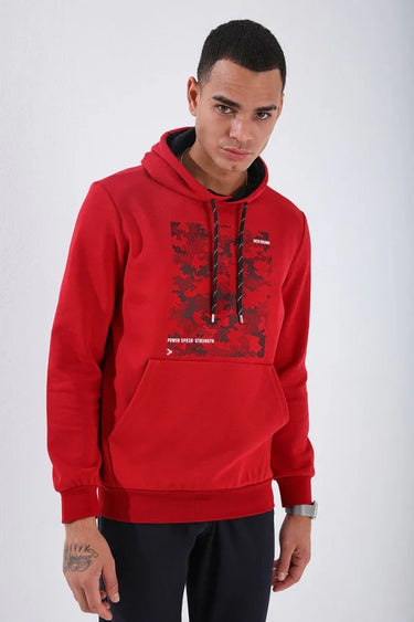 TOMMYLIFE Men's Standard Fit Hooded Sweatshirt with Camouflage Print