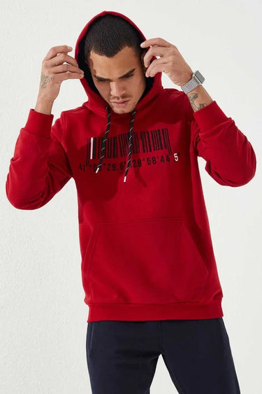 TOMMYLIFE Men's Standard Fit Hooded Sweatshirt with Embroidered Kangaroo Pocket